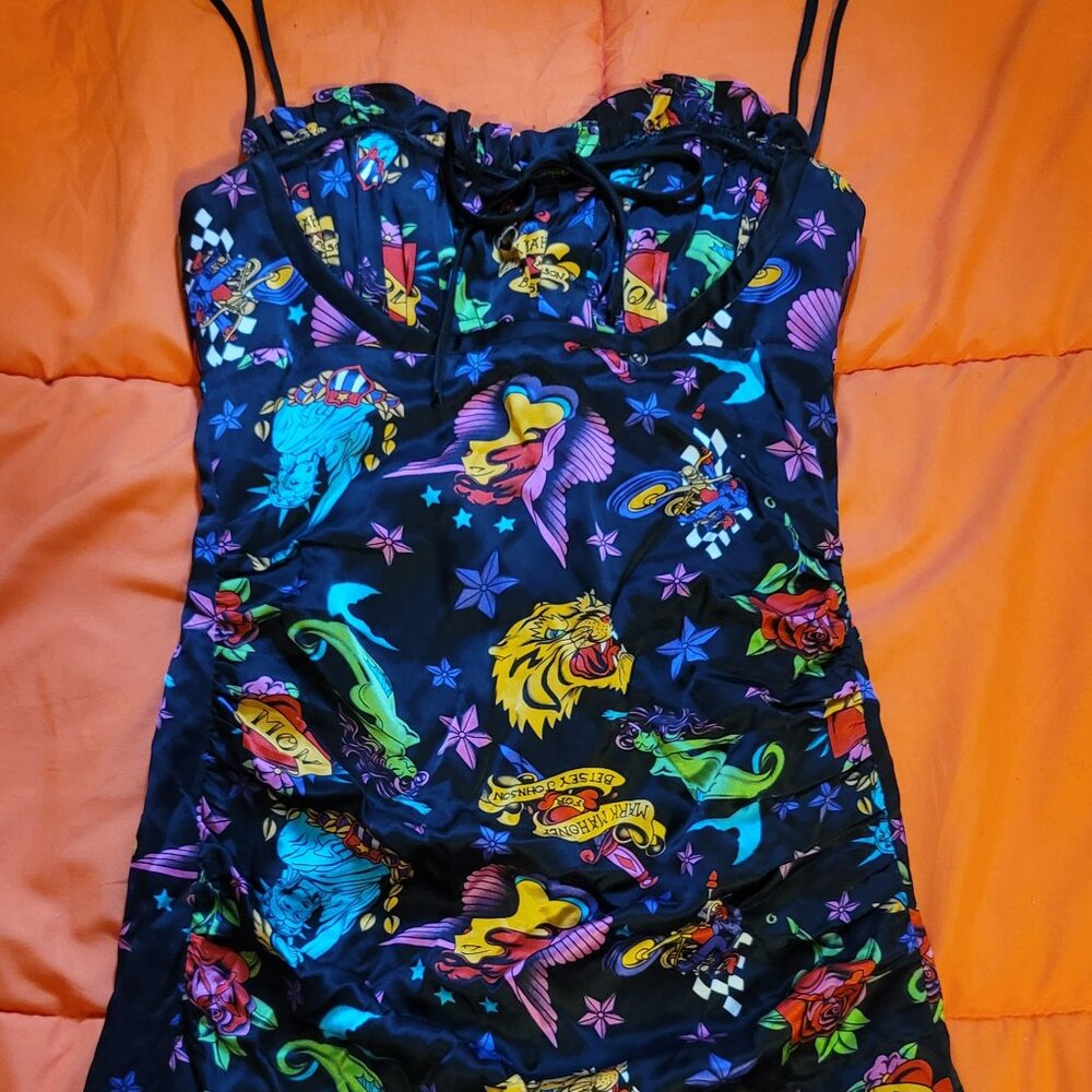 Betsey Johnson x Mark Mahoney Vintage Sailor Tattoo Bodycon Dress Size 2